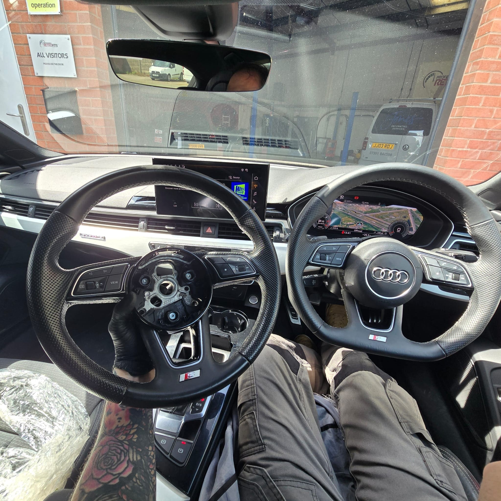 Audi A5 flat bottom steering wheel retrofit with DSG wheel fitted