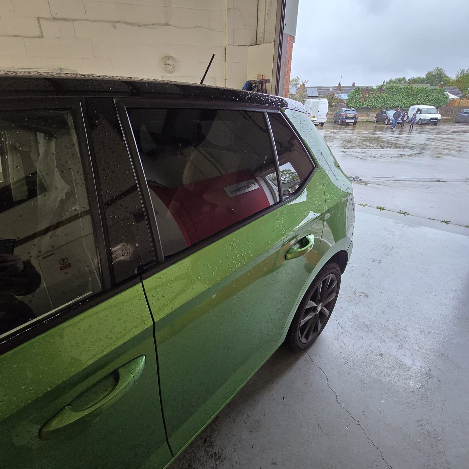 skoda-fabia-green-paint-black-limo-tint-retrofit