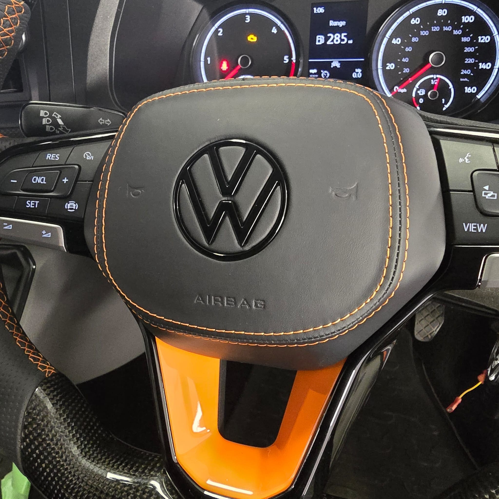 UK carbon fibre steering wheel retrofit clean finish with custom airbag cover