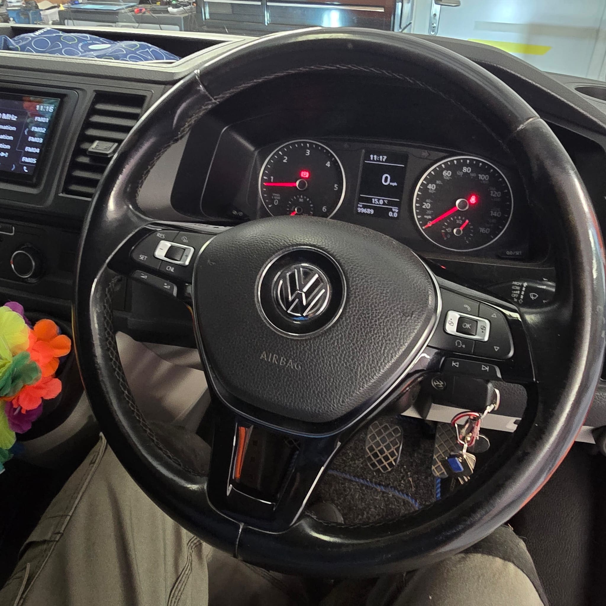 Volkswagen Transporter T6 cruise control retrofit multifunction steering wheel installation and neutral position sensor wiring repair