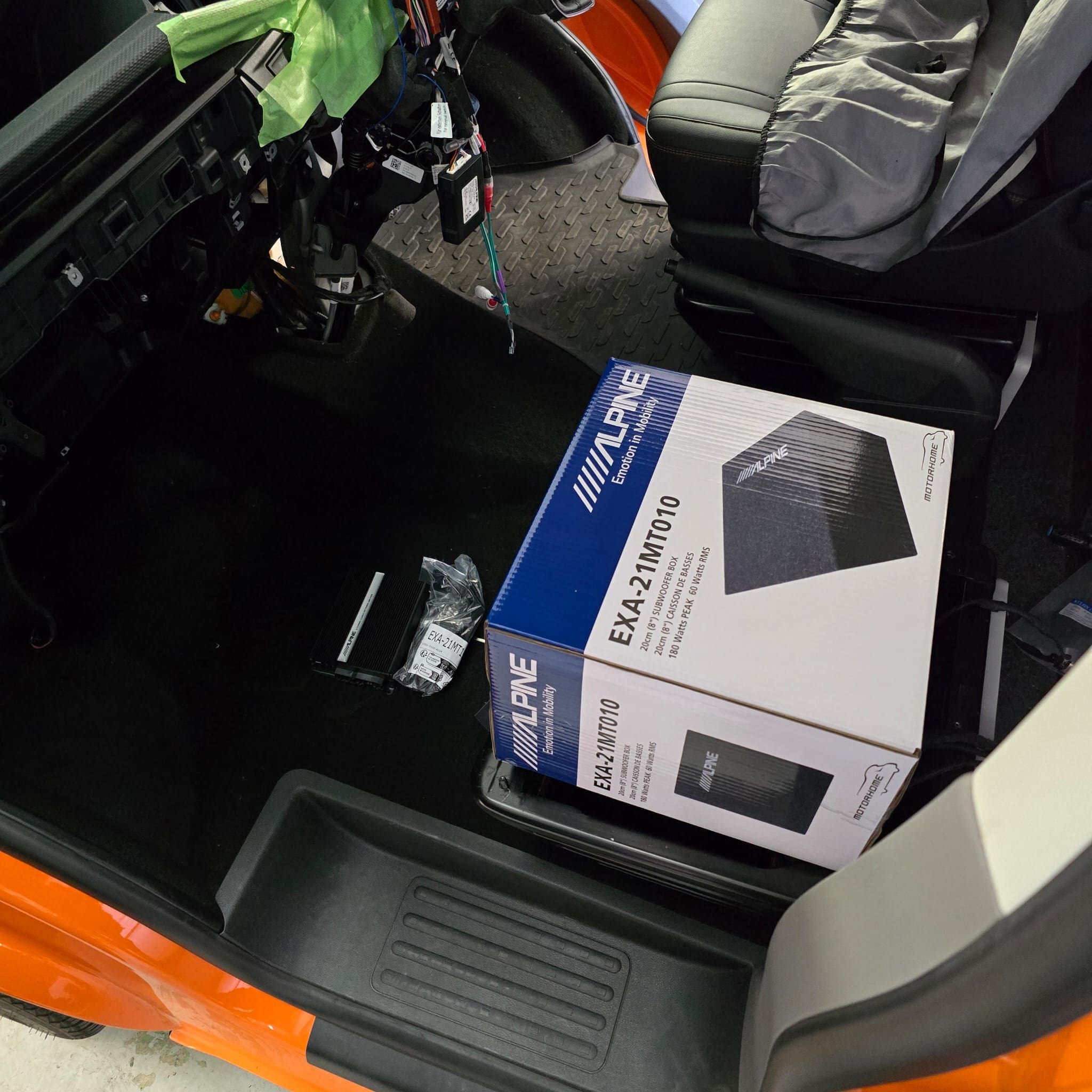 VW T6.1 underseat subwoofer amplifier retrofit Alpine SPC-W84AT6-2